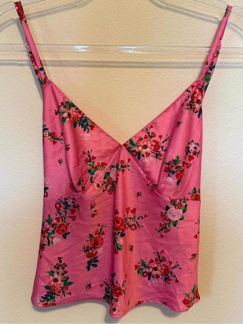 Victoria’s Secret Pink Floral Satin Camisole Top size Large